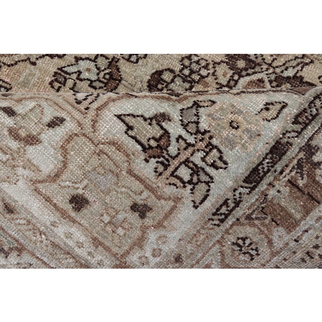 Persian Heriz Rug With Large Central Medallion and Faded Earth-Tone Palette 3'10 X 4'6 For Sale - Image 10 of 11
