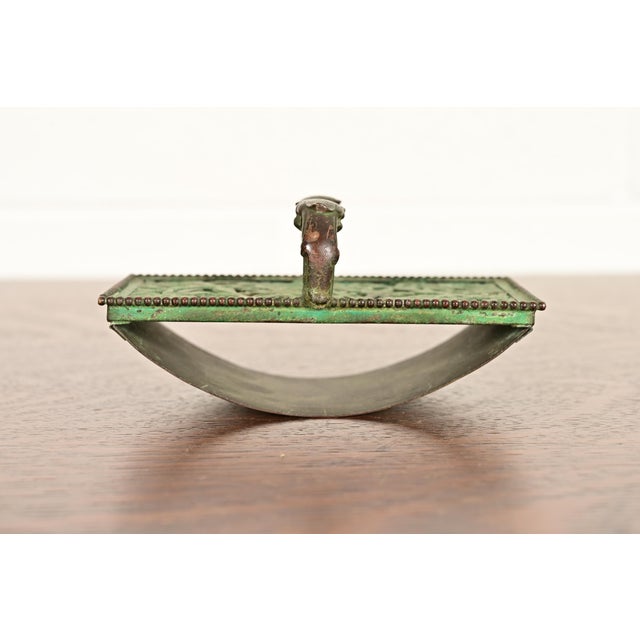 Art Deco Apollo Studios New York Arts & Crafts Grapevine Pattern Bronze and Slag Glass Rocker Blotter For Sale - Image 3 of 12