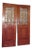 Neoclassical Pair of Mahogany Raised Panel Leaded Glass Doors-Pivot Hinge Swinging Both Ways For Sale
