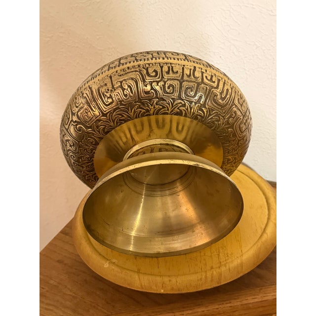 Vintage Brass Pedestal Bowl For Sale - Image 4 of 4