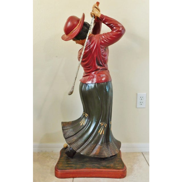 Plastic X-Large 42" Late 20th Century Large Woman Golfer Decorative Resin Statue For Sale - Image 7 of 9