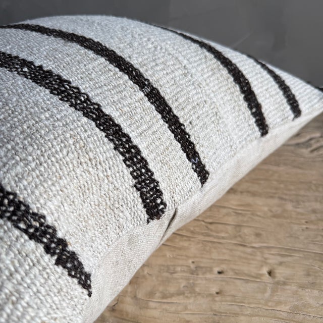 Textile Vintage Rug Pillow Cover With Stripes For Sale - Image 7 of 8