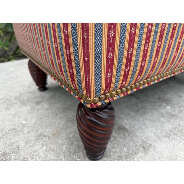 Vintage English Style Upholstered Ottomans With Spiral Turned Legs by O. Henry House, a Pair For Sale In Naples, FL - Image 6 of 12