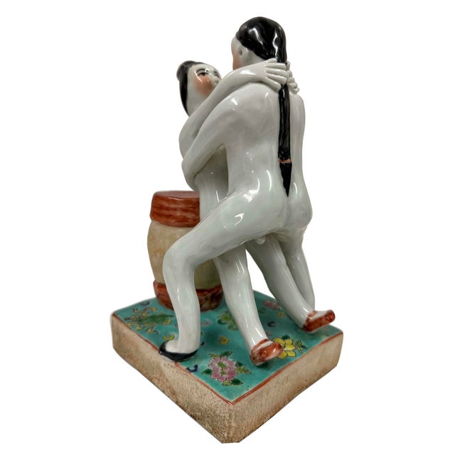 Antique Chinese Erotic Porcelain Figurine (Spring Palace Paintings) For Sale - Image 4 of 12