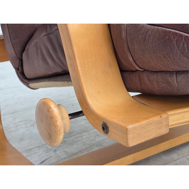 Scandinavian Adjustable Armchair in Furniture Leather and Bentwood, 1970s For Sale - Image 15 of 18