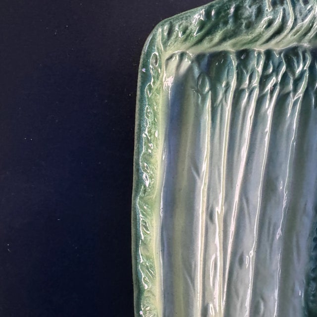 Italian Asparagus Majolica Serving Plate Signed E. & R. For Sale In Columbia, SC - Image 6 of 9