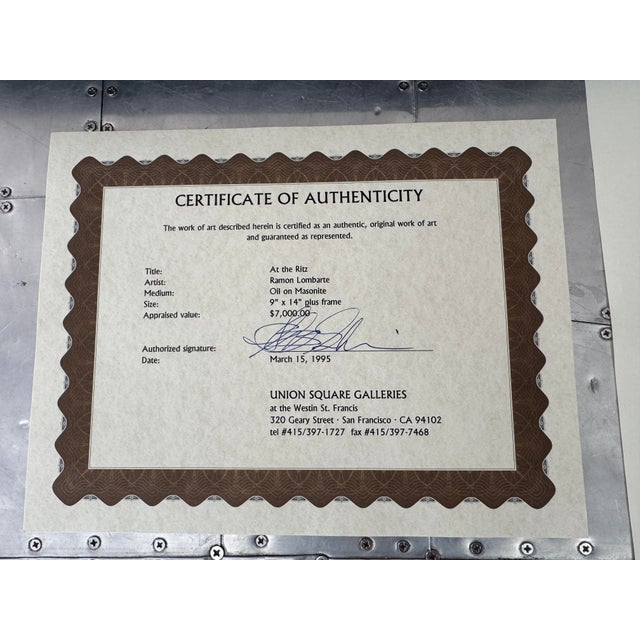 Gold Elegant Hotel Interior, Figurative Oil For Sale - Image 8 of 8