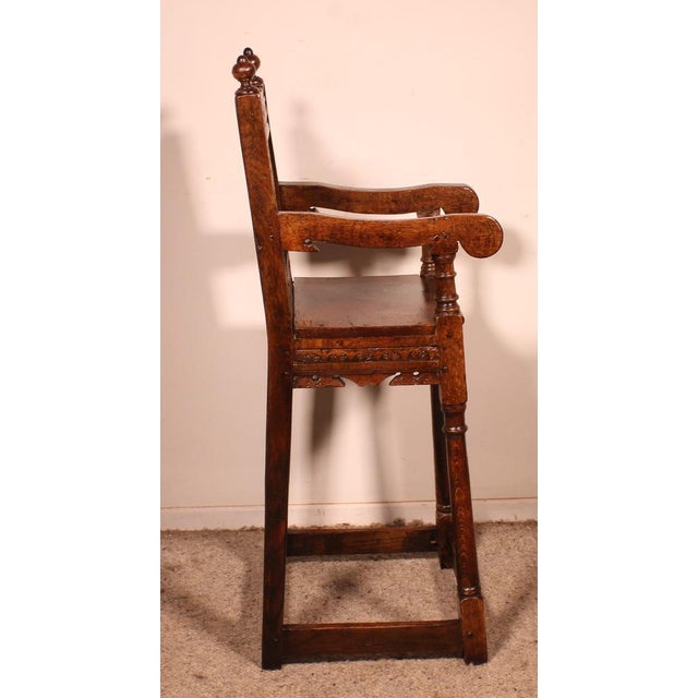 Wood High Period Children's Chair in Oak, 17th Century For Sale - Image 7 of 12