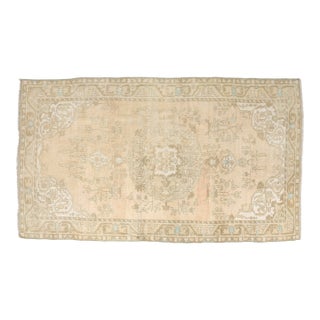 Antique Faded Turkish Oushak Rug in Apricot, Sage Mint, and Pale Gold For Sale