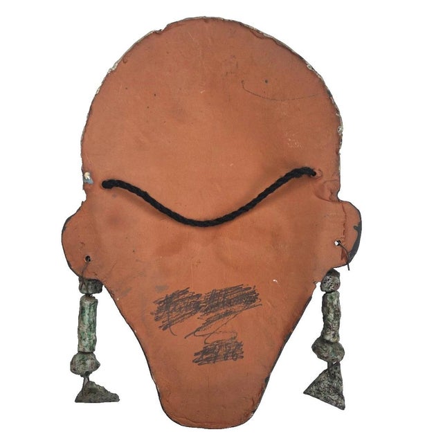 1986 Vintage Handmade Terracotta Fired Clay Wall Mask Decorative Signed Maria A. African Studio Pottery 80s For Sale - Image 13 of 15