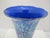 Donald Carlson Iridescent Blue Splatter Studio Art Glass Trumpet Vase For Sale In Portland, OR - Image 6 of 11
