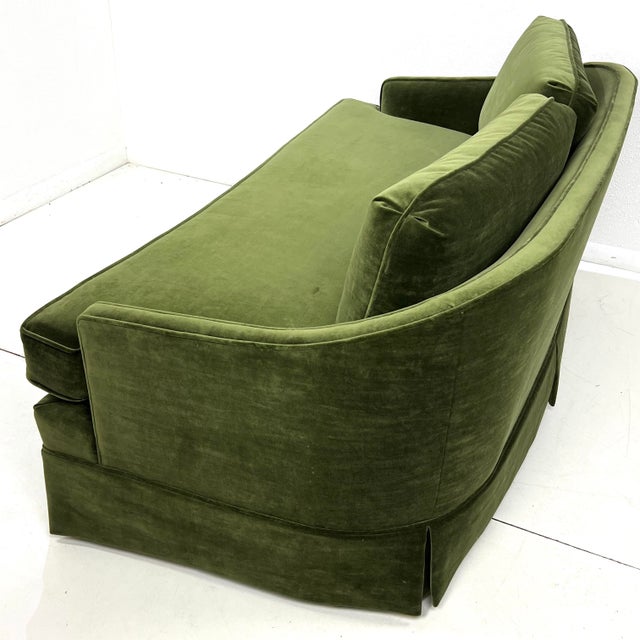 1960s Green Schumacher Velvet Curved Loveseat For Sale - Image 4 of 15