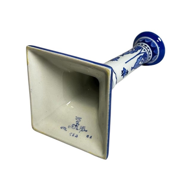 Hand-Painted Blue and White Candlestick by C. Tetteroo for Royal Delft, 1973 For Sale - Image 10 of 12
