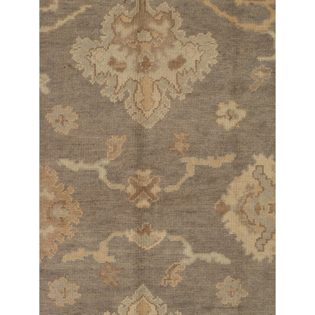 Early 21st Century Vintage Oushak Carpet, Oriental Rug, Handmade Grey, Ivory, Saffron For Sale - Image 5 of 18