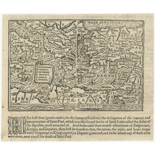 Small Antique Woodcut Map of the Mediterranean, 1568 For Sale