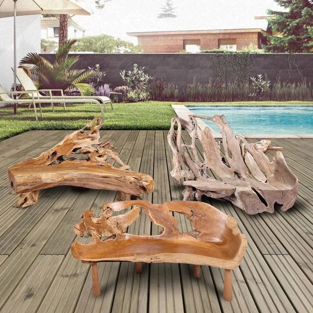 Modern Free Form Teak Root Bench 29 For Sale - Image 12 of 12