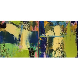 “AS070423” Pair of Abstract Paintings on Stretched Canvas by Stephen Stilgenbauer For Sale