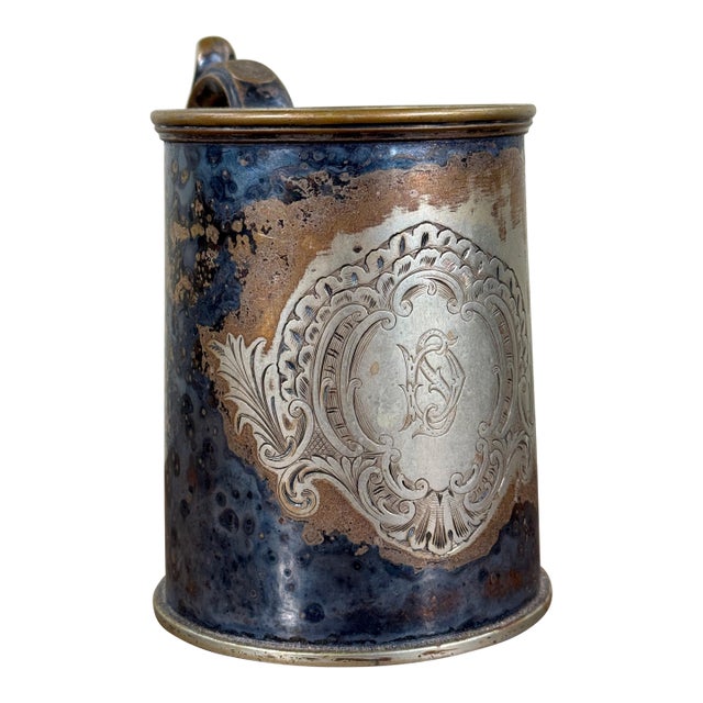 Victorian Silverplate Tankard Mug by George Richmond Collis With Engraved Monogram For Sale