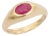 Retro Unisex Solid 14k Yellow Gold Oval Ruby Ring Size 6.5 For Sale