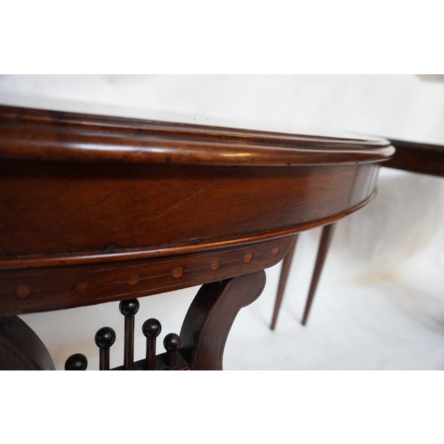 Mid 20th Century Pair of Demilune Consoles With Harp / Lyre Detail For Sale - Image 17 of 18
