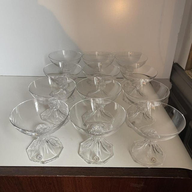 Crystal Yale Champagne, Red Wine and White Wine Glasses from Val Saint Lambert, 1970s, Set of 27 For Sale - Image 8 of 14