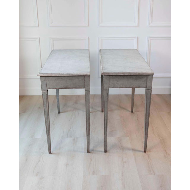 19th Century Pair of 19th Century Swedish Gustavian Painted Console Tables For Sale - Image 5 of 14