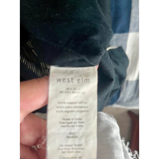 West Elm Black & Ivory Organic Cotton Duvet Cover & Two Euro Shams, Set of 3 For Sale - Image 9 of 10