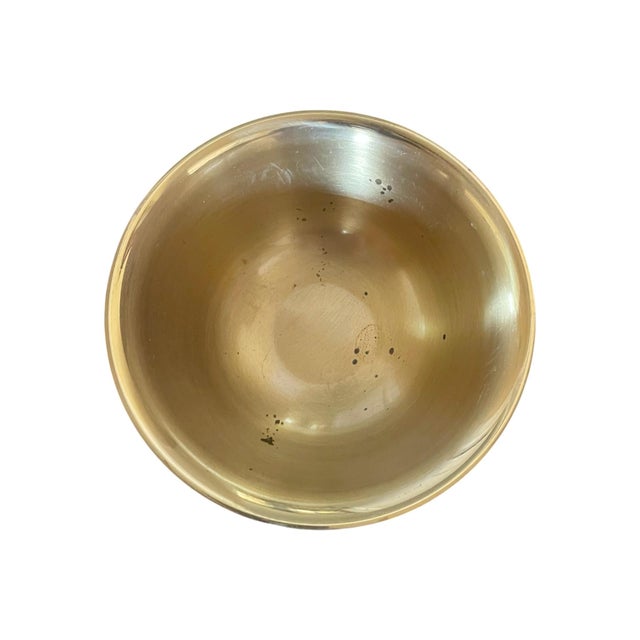 Mid-Century Modern Vintage Polished Brass Gargoyle Footed Pedestal Bowl/Mini Planter For Sale - Image 3 of 8