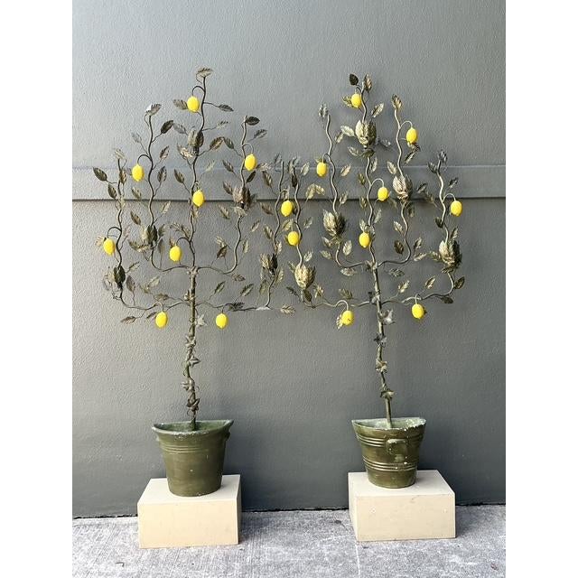 Vintage Italian Lemon Tole Tree Lights - A Pair For Sale - Image 4 of 12