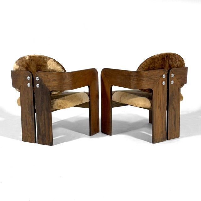 Wood Pair of Italian Lounge Chairs Attributed to Tobias Scarpa For Sale - Image 7 of 13