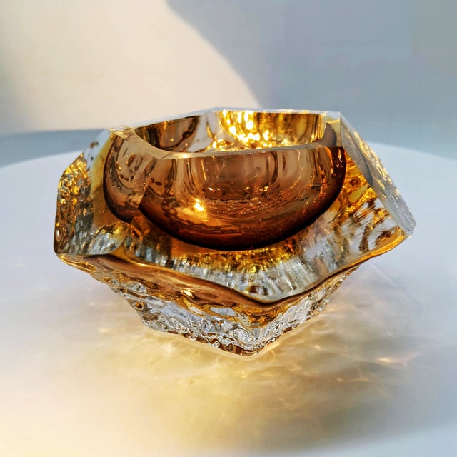 Goldenrod Vintage Italian Ashtray in Murano Glass by Flavio Poli for Seguso, 1960s For Sale - Image 8 of 8