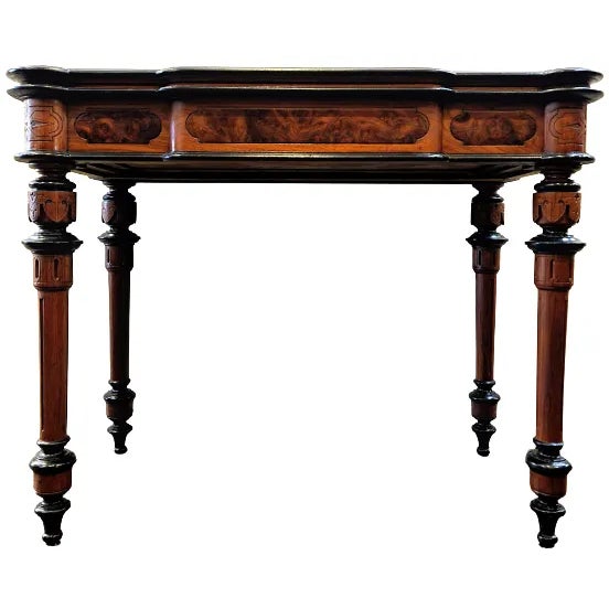 1860s-1880 Victorian French Flip-Top Ebonized Burl Walnut Games Table For Sale - Image 13 of 13