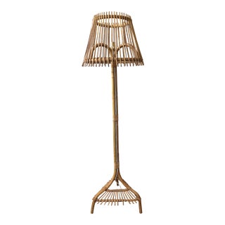 South Beach Style Vintage Rattan Floor Lamp For Sale