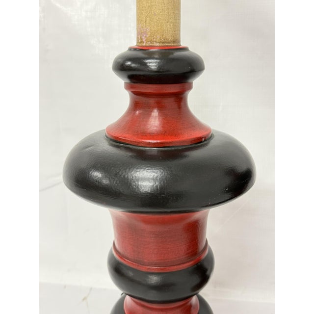 1960s Red Black & Gilt Ceramic Table Lamps, American Modern - a Pair For Sale - Image 13 of 18