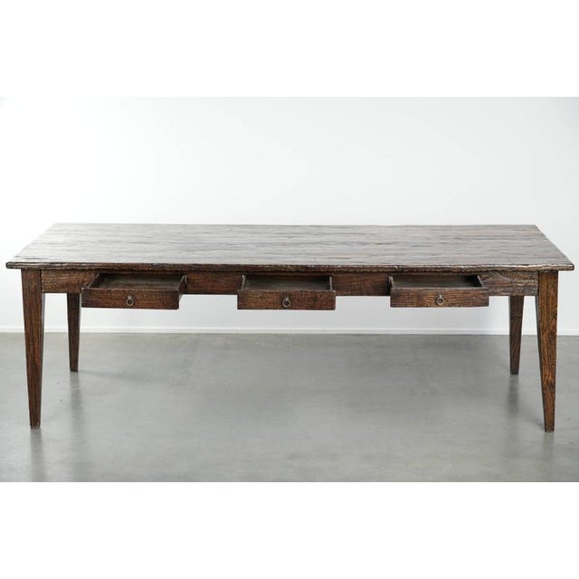 Large Farmhouse Dining Table in Atmospheric Elm For Sale - Image 3 of 13