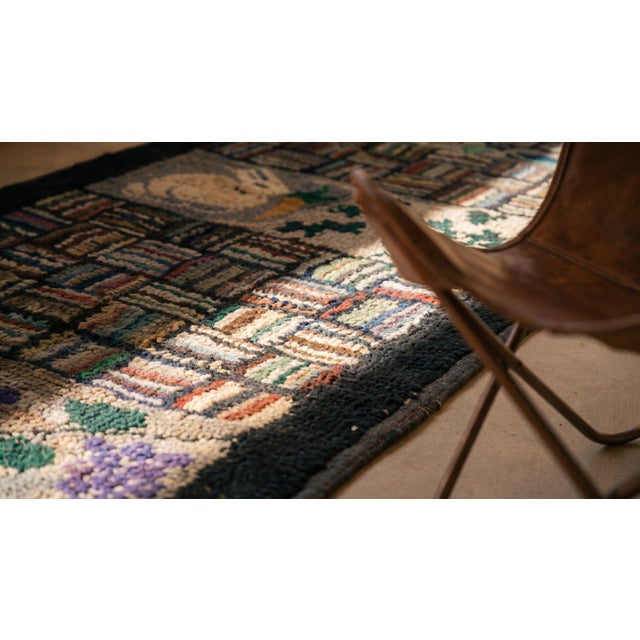 1930s Multicolor Scene Pictorial Folk Art American Hooked Rug Runner 2' X 19' Handknotted Wool Carpet For Sale - Image 15 of 17