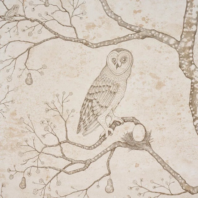 Contemporary Schumacher L’ Attesa Nella Notte Wallpaper In Ivory For Sale - Image 3 of 6