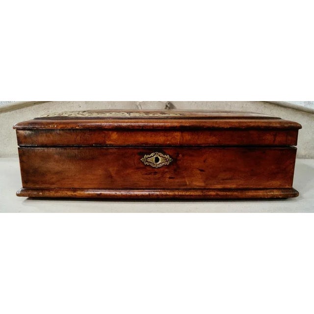 A Superb Antique French Leather Glove Box, this beautiful box is covered with leather and has lovely brass detailing all...