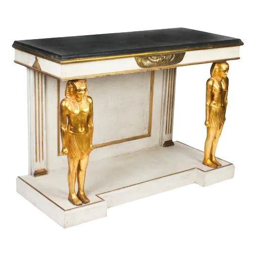 Vintage French Empire Style Painted Console Table, 1950s For Sale