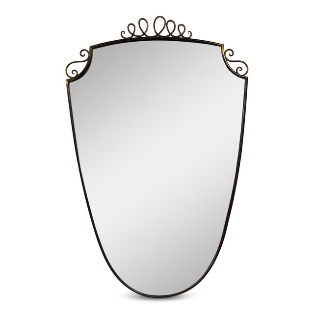 Vintage Italian Patinated Brass Mirror with Scroll Detailing, 1950s For Sale - Image 13 of 14