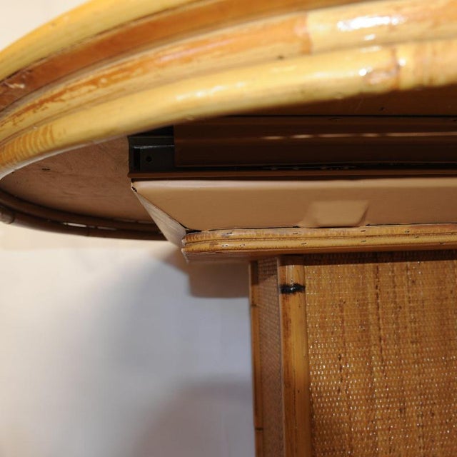 Wood Vintage Extendable Rattan Dining Table, 1970s For Sale - Image 7 of 15