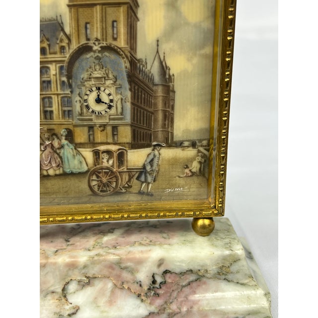 Art Nouveau Didisheim Goldschmidt & Fils Painted Table Clock "Le Palais De Justice" C. 1930 For Sale - Image 3 of 9