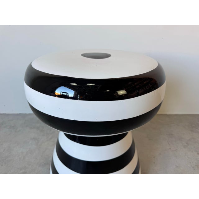Contemporary Gervasoni “InOut” Black and White Striped Champagne Cork Side Table by Paola Navone/ Sold For Sale - Image 3 of 12