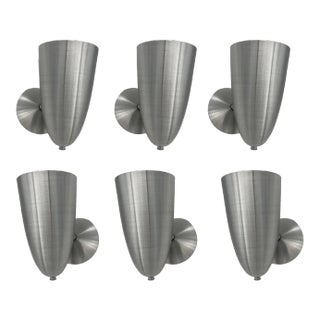 Mid-Century Spun Aluminum Torchiere Wall Sconces - Set of 6 For Sale