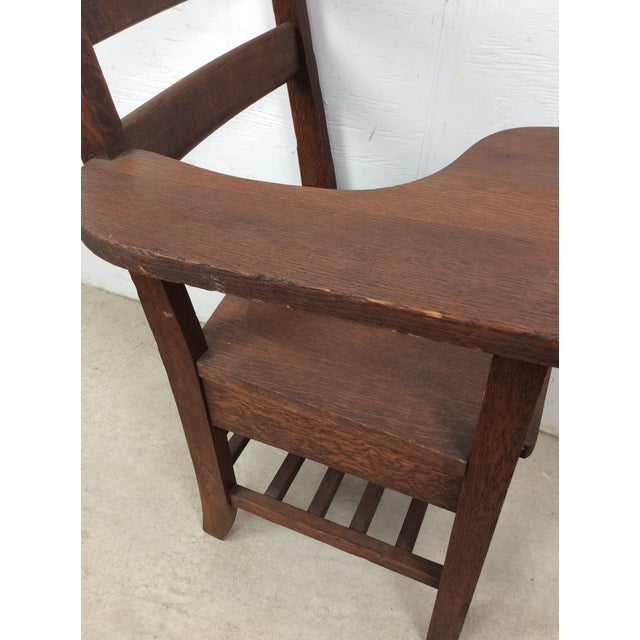 Antique Oak School Desk Chair With Writing Table and Under Seat Storage For Sale - Image 16 of 16