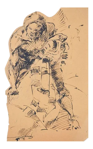 Embracing - Original Pen Drawing on Paper by Paul Garin - 1950s 1950s