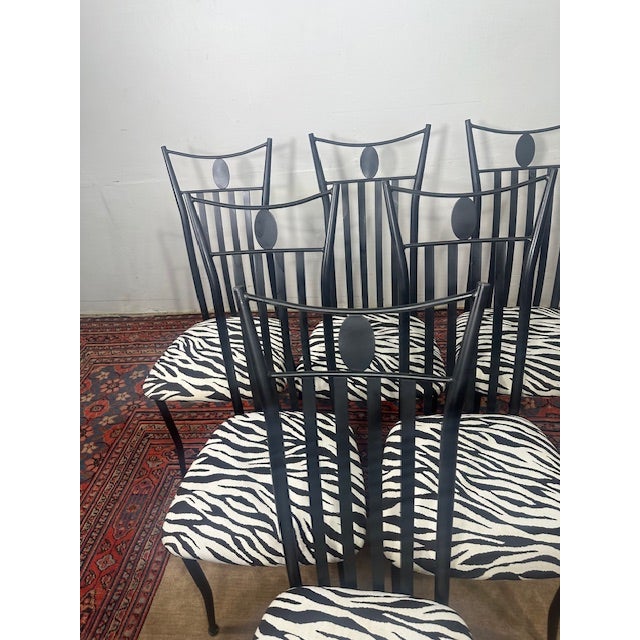 Zebra Designer Chairs - Set of 6 For Sale - Image 4 of 10