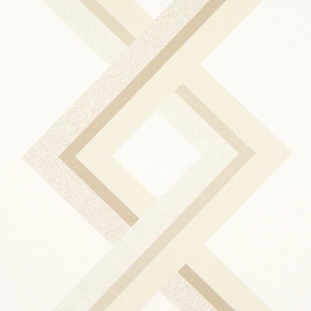 Art Deco Schumacher x Neisha Crosland Mah Jong Wallpaper in Light Ivory For Sale - Image 3 of 5
