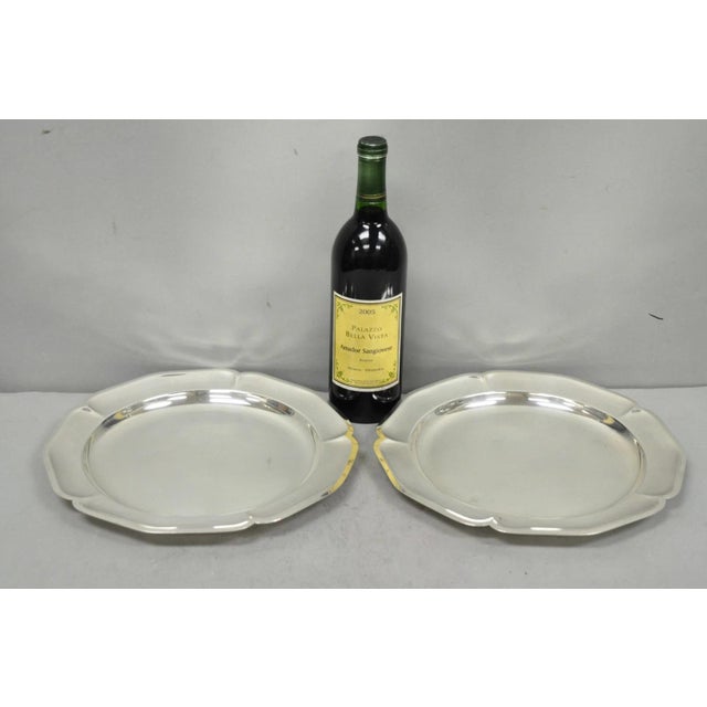 Vintage International Silver Co 221 Art Deco/ Mid Century Modern Silver Plated 12" Platter Dish - Pair. Circa Mid 20th...