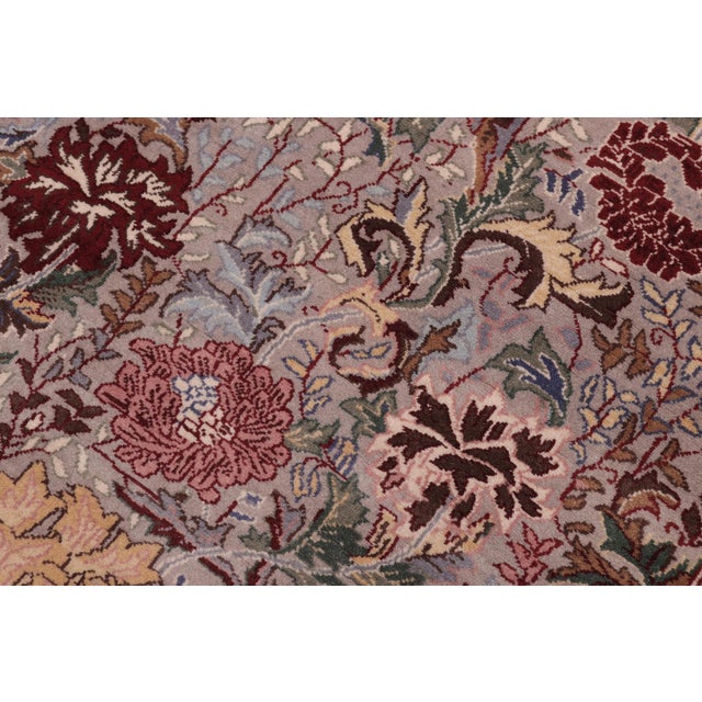Shabby Chic Floral Square 1990's Pak-Persian Gray/Gray Wool Rug - 6'0'' X 6'1'' For Sale In New York - Image 6 of 9